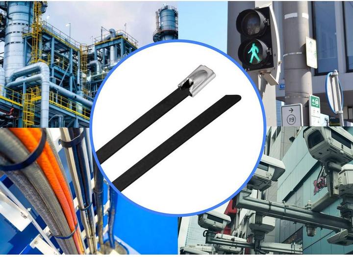 Produktbild Tru Components TC-12656600 Stahlkabelbinder 360 mm 4.6 mm AISI 316 mit Beschich (Kunststoffkabelbinder, 360 mm, 100 Stk.)