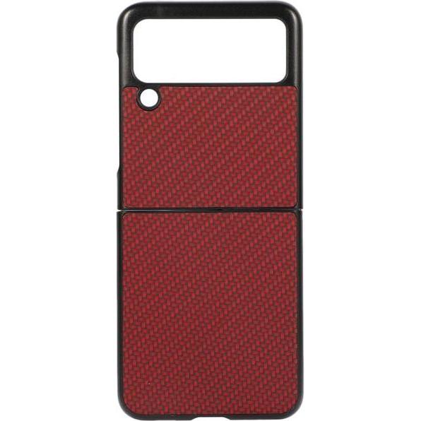 MU Style Carbon Fiber Hardcase Hülle (Samsung Galaxy Z Flip3), Smartphone Hülle, Rot