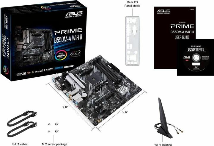 Immagine prodotto ASUS MB PRIME -A WI-FI II AMD, AM4, DDR4, mATX (AM4, AMD B550, mATX)