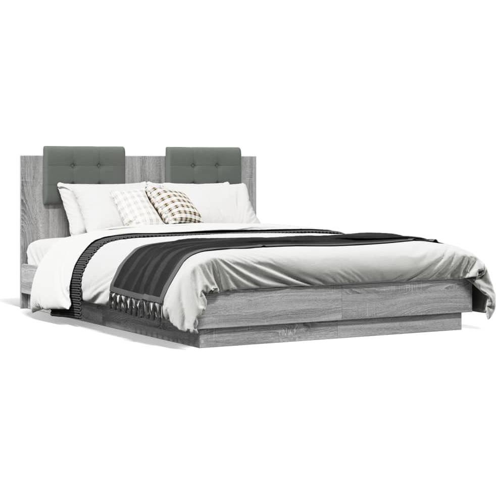 VidaXL, Bett, Bettgestell mit Kopfteil Sonoma (120 x 190 cm)