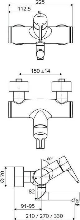 Produktbild Schell Vorwand-WT-Armatur VITUS VW-EH-M mit Desinfektion, chrom 210mm