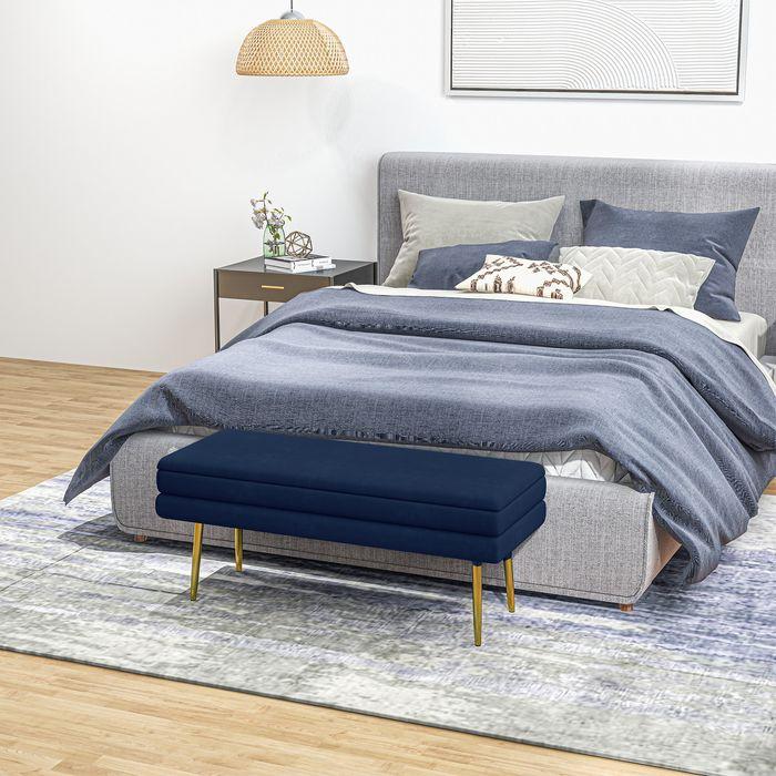 Actual product image Swisshandel24 Sitzbank Polsterbank, mit Stauraum, Stahl, 100 cm x 37,5 cm x 42 cm, Blau (100 cm)
