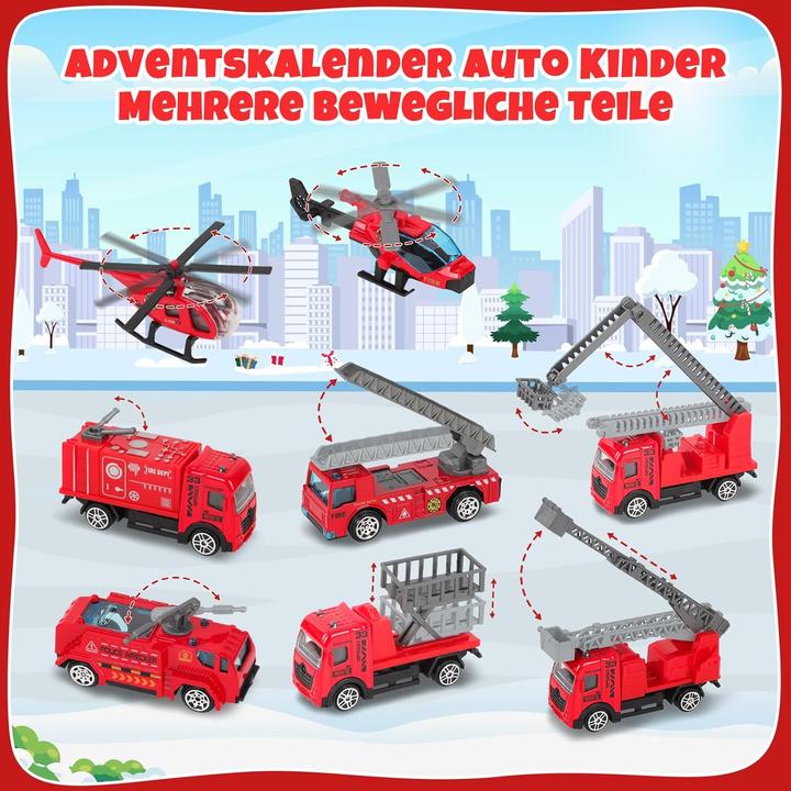 Actual product image Edonkvi Adventskalender mit Feuerwehrautos