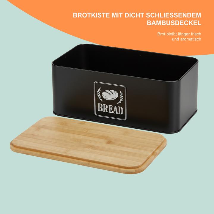 Actual product image Relaxdays Brotkasten mit Bambusdeckel Retro-Design