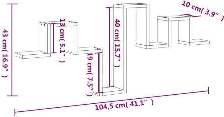 Produktbild vidaXL Wandregal (104.5 x 10 x 43 cm)