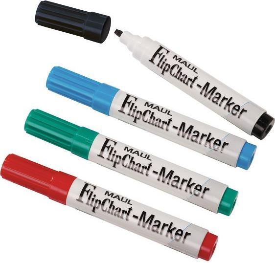 Produktbild Maul Flipchart-Marker XXL, sortiert, 4er Set in den Farben: je 1x rot, blau, grün, schwarz (4x)
