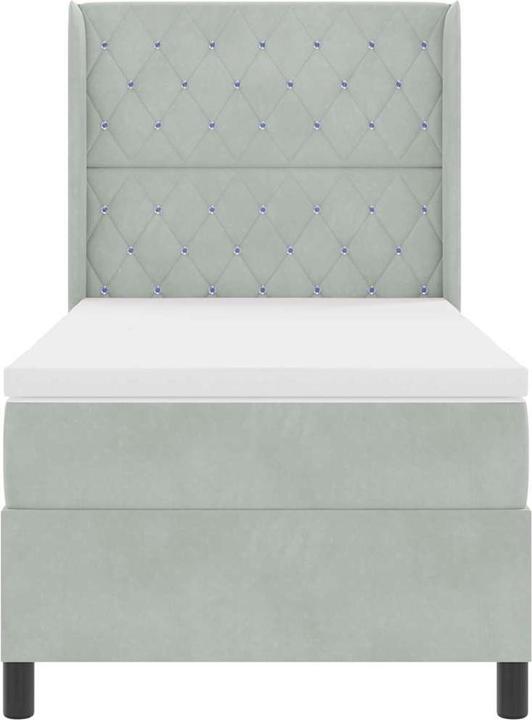Produktbild vidaXL Boxspringbett Mit Matratze & Led Samt Hellgrau (100 x 200 cm)