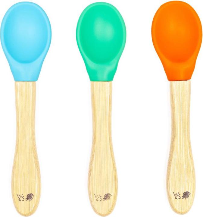 Wild & Stone Baby Bambus-Silikon-Lffel, 3 Stk, blau, grn & orange