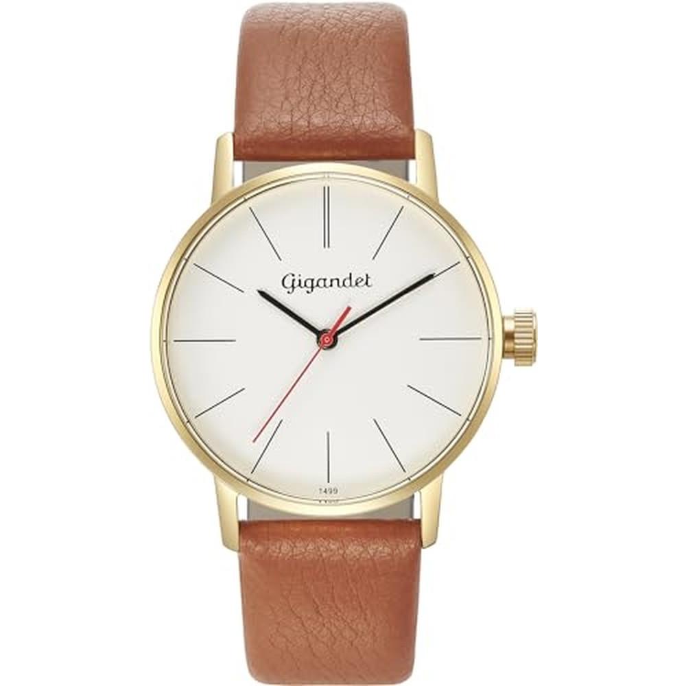 Gigandet, Orologio da polso, Dames analoog Japans kwartsuurwerk horloge met lederen armband 7VNAG43NE010 zilver, Argento, (Orologio da polso analogico