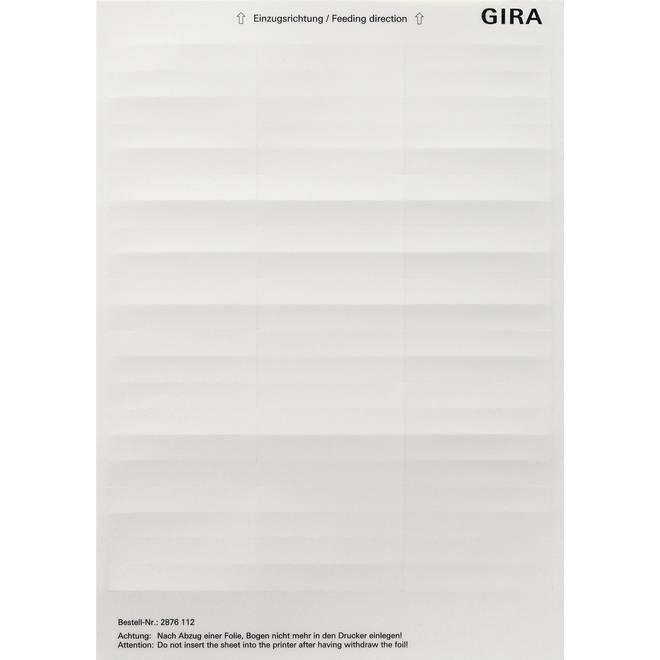 Gira, Zubehör Schalterprogramm, Beschriftungsbögen 11,7 x 66,3 mm 2876112