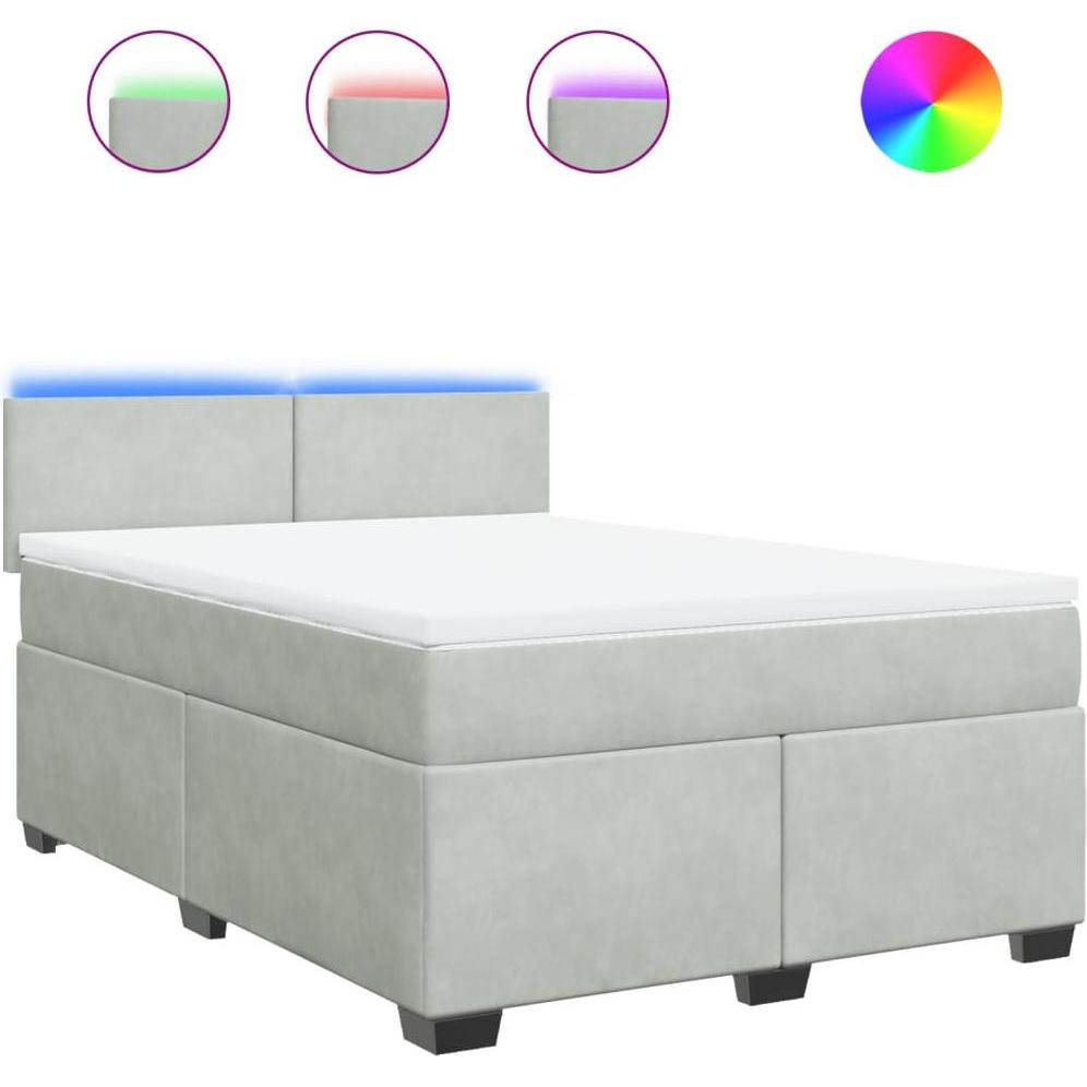 Thumbnail - VidaXL, Bett, Bo x springbett mit Matratze 140 x 200 cm Samt (140 x 200 cm)