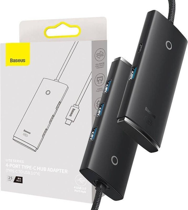 Actual product image Baseus Lite Series 4-Port Adapter (USB-C, 5 Ports)