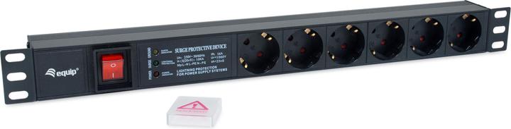 Produktbild equip Steckdosenleiste 1HE6fach mit Schuko + Schalt Alu (6x, CEE 7/3, CEE 7/7, 1.80 m)