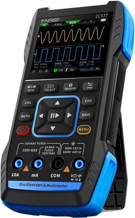 Actual product image Fnirsi 2C53T portable 3in1 oscilloscope multimeter signal generator (CAT II 300V)