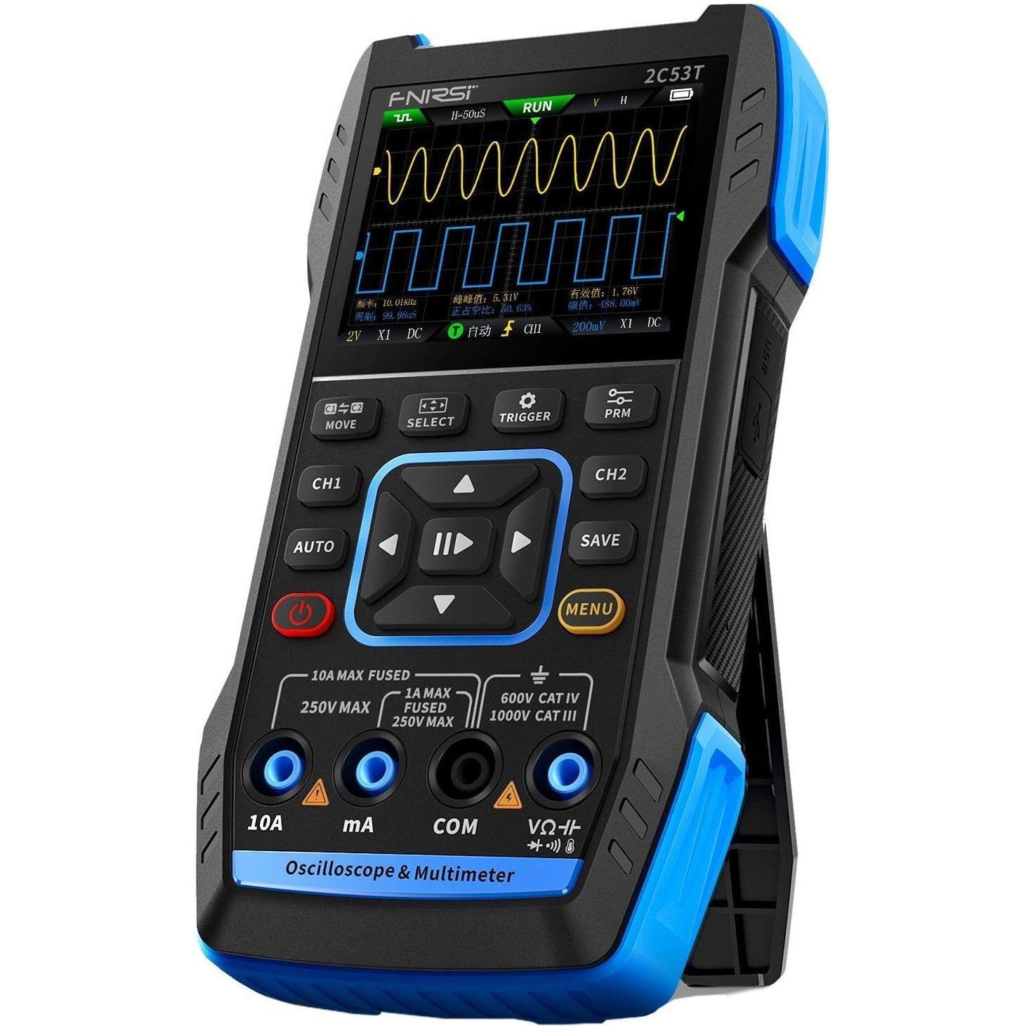 Fnirsi, Multimetro, 2C53T portable 3in1 oscilloscope multimeter signal generator (CAT II 300V)