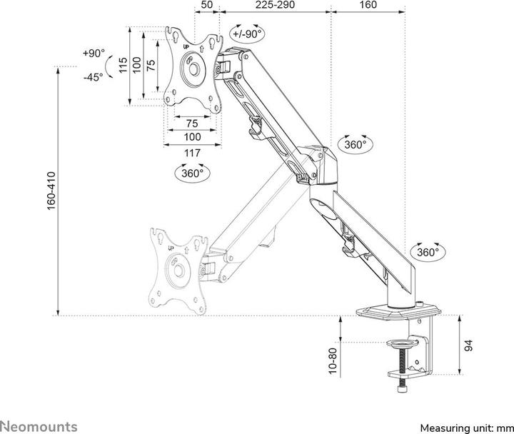 Actual product image Neomounts DS70-700BL1 (Table, 27.01")