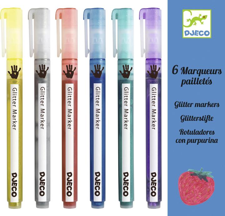 Actual product image Djeco 6 Markers glitter (Multicoloured, 6 x)