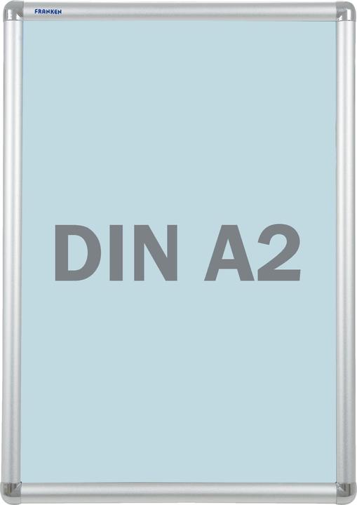 Produktbild Franken Plakatrahmen DIN A2, 25 mm Rahmenprofil silbereloxierter Aluminium-Klapprahmen, Kunststoffecken (A2)