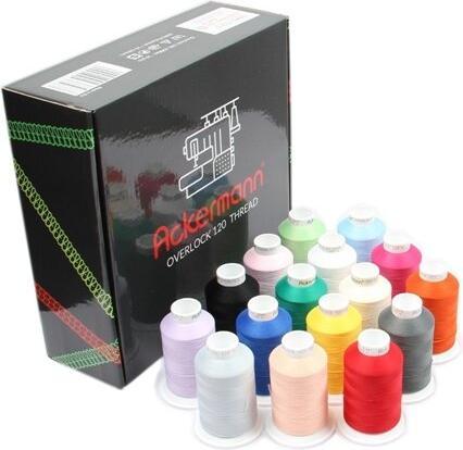Image du produit Overlock Bauschgarn Nähgarn 16 x 1000m Box, Stärke 120, 100% Polyester (1000 m)