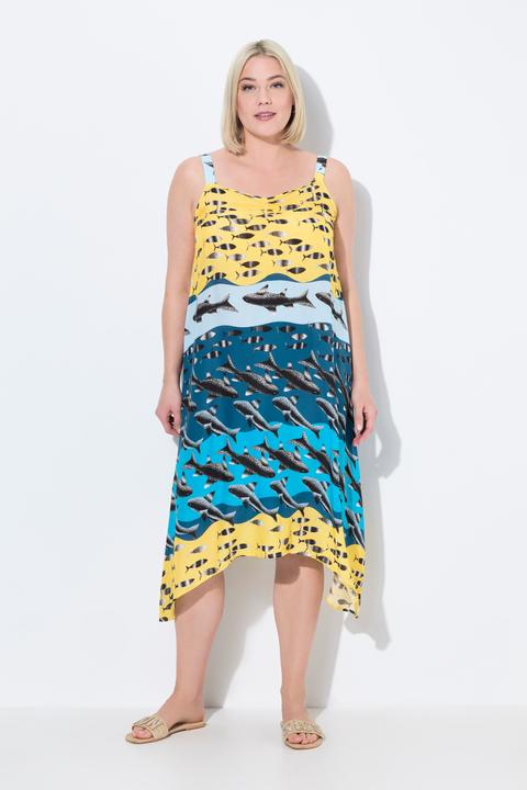 Produktbild Ulla Popken Kleid, Fische, A-Linie, V-Ausschnitt, ärmellos (50, 52)