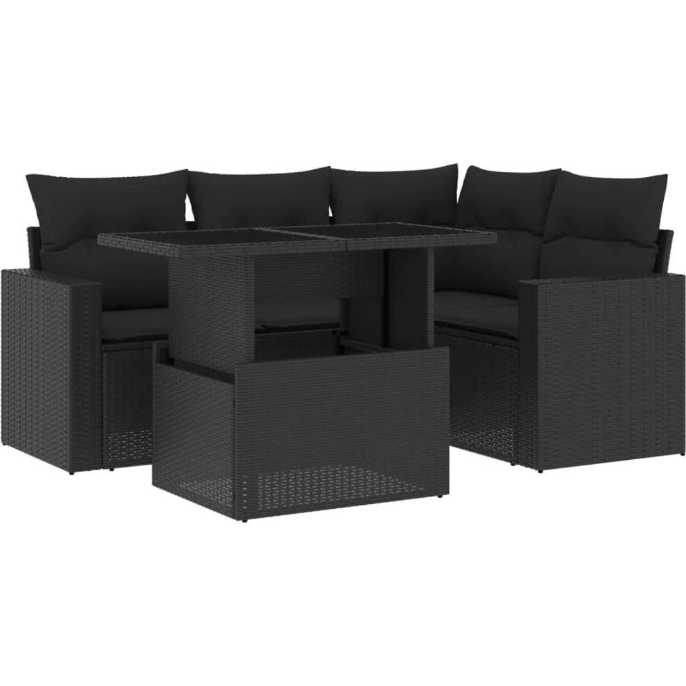 VidaXL, Gartenlounge, Gartenmöbel Sofa Garnitur Sitzgruppe Lounge 5-tlg. Schwarz Poly Rattan