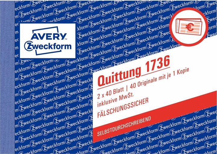 Produktbild Avery Quittung inkl. MwSt. (40 x)