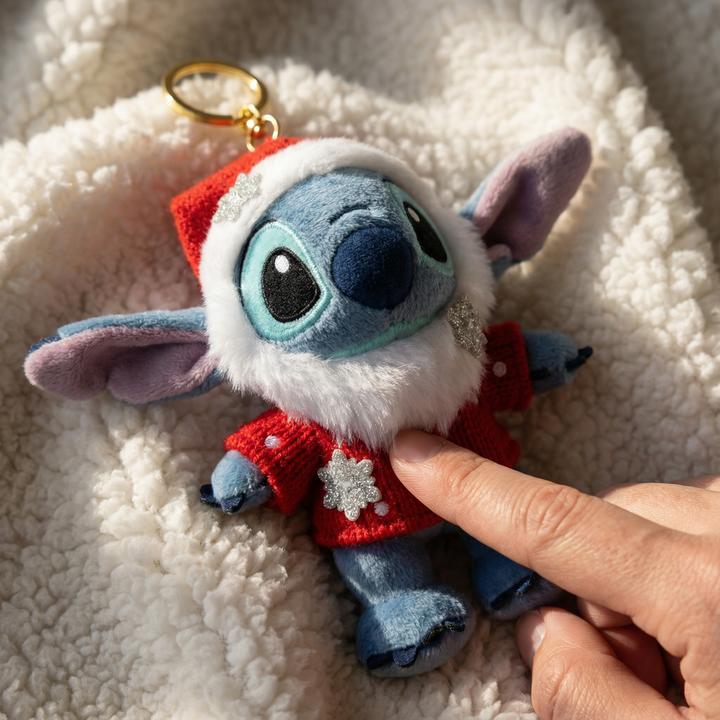 Actual product image Disney Stitch plush keyring Christmas