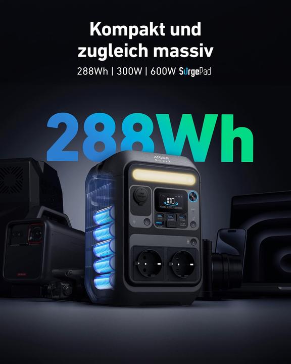 Produktbild Anker Powerstation C300X A1723311, 288Wh + Solarpanel PS60, 60 W, faltbar (288 Wh)