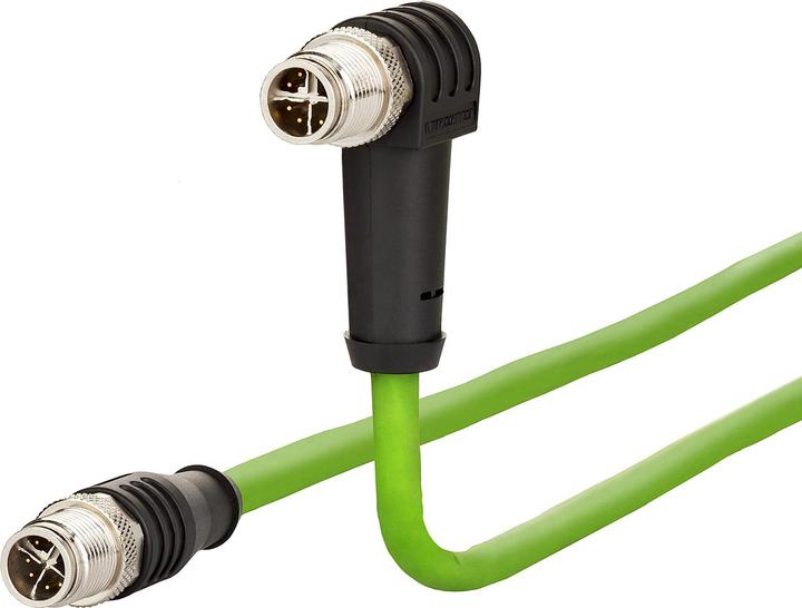 Produktbild Metz Verbindungsleitung M12 ST-M12 ST 8-pol X-kodiert gewinkelt-gerade 5m (S/FTP, CAT6a, 5 m)