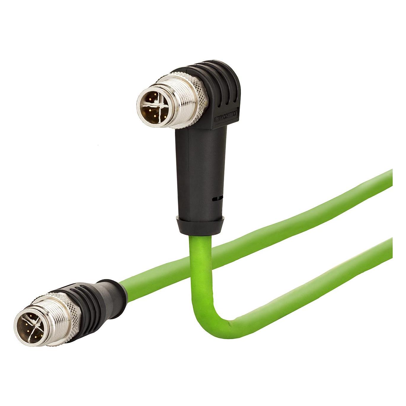 Metz Connect 142M2X19020 - 2 m - Cat6a - S/FTP (S-STP) - M12 - M12 - Grün (S/FTP, CAT6a, 2 m), Netzwerkkabel