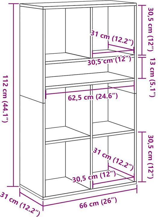 Image du produit vidaXL Bücherschrank (66 x 31 x 112 cm)