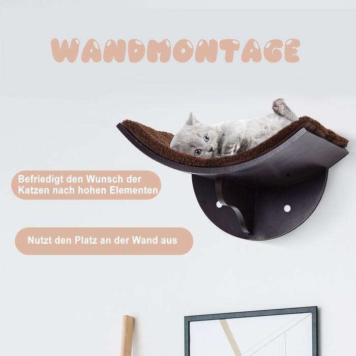 Image du produit Swisshandel24 Lit pour chats Étagère pour chats Chaise longue murale Revêtement en peluche MDF Marron 41 x 28 x 21 (Chat)