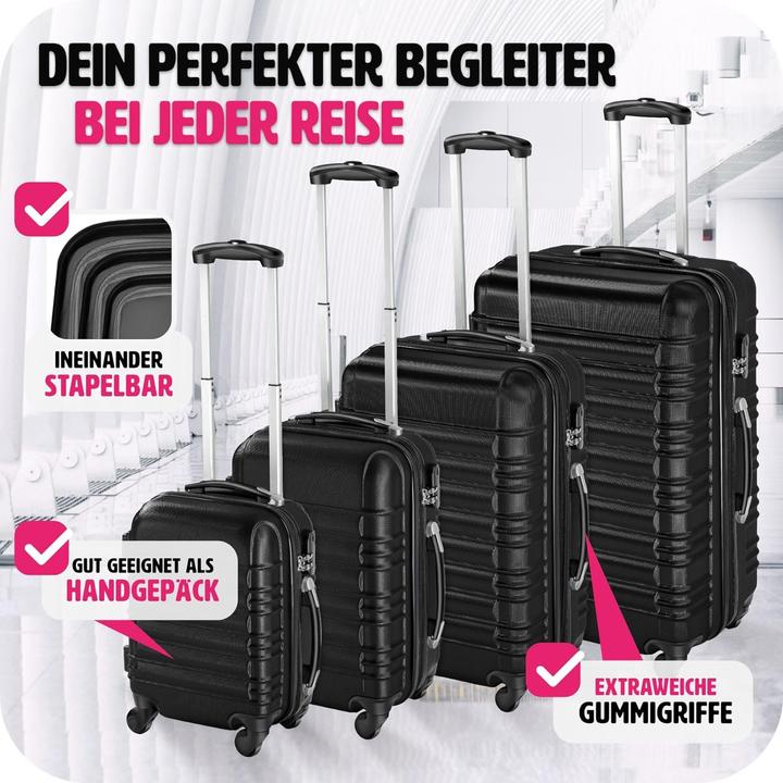Produktbild tectake Hartschalenkoffer Set (106 l, Handgepäck (bis 50l), M (50 - 90l), L (90 - 115l), XL (ab 115l))