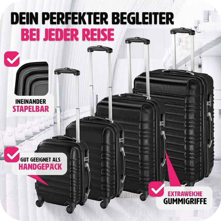 Actual product image tectake Hard case set (106 l, Hand luggage (up to 50 litres), M (50 - 90l), L (90 - 115l), XL (from 140l))