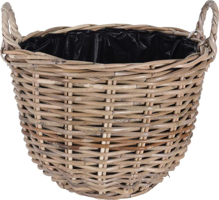 Natura Punto Pflanzkorb aus Schilf und Rattan mit Innenfolie und  Tragegriffen, 40 x 30 cm