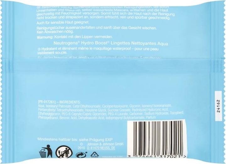 Actual product image Neutrogena Aqua cleaning wipes (Cleaning cloths, 0 ml)