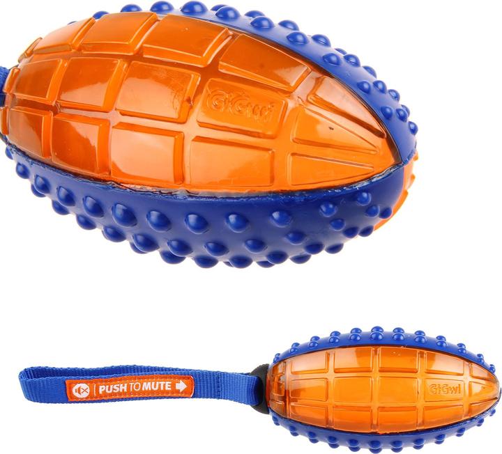 Immagine prodotto GiGwi Giocattolo per cani con funzione Push to Mute, palla, blu/arancione (Gioco da masticare per cani)