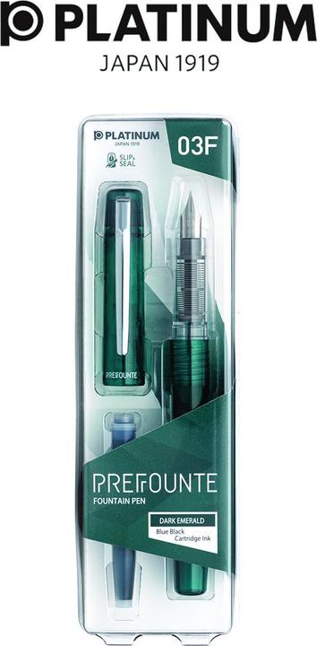 Immagine prodotto Platinum Prefounte Dark Emerald, stilografica F Eternal, in confezione di plastica, blister, verde (Verde, 1 x)