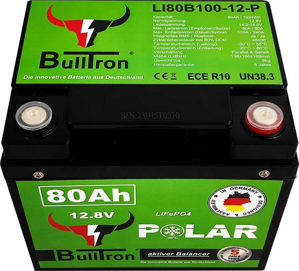 Produktbild Bulltron Batterie Polar 80 Ah LiFePO4 12,8 V Akku mit Smart BMS, Bluetooth App, aktiver Balancer und (12.80 V, 80 Ah)