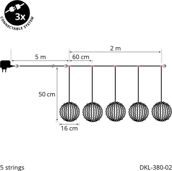 Produktbild STT LED-Lichterkette Royal Ball 550 LED, Ø 16 cm (5 m)