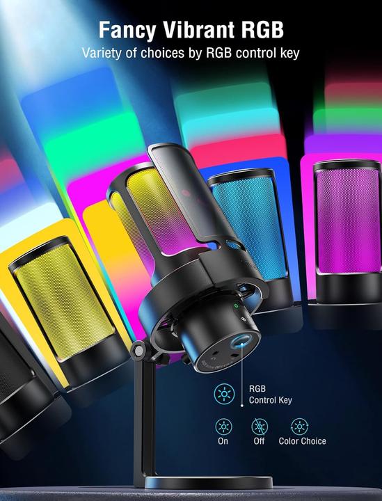 Immagine prodotto Fifine A8PLUS USB Microphone for Recording and Streaming on PC and Mac, with 3 RGB Modes