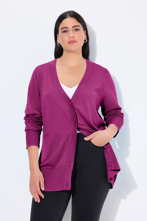 Produktbild Ulla Popken Strickjacke, V-Ausschnitt, Knopfleiste, Feinstrick (62)