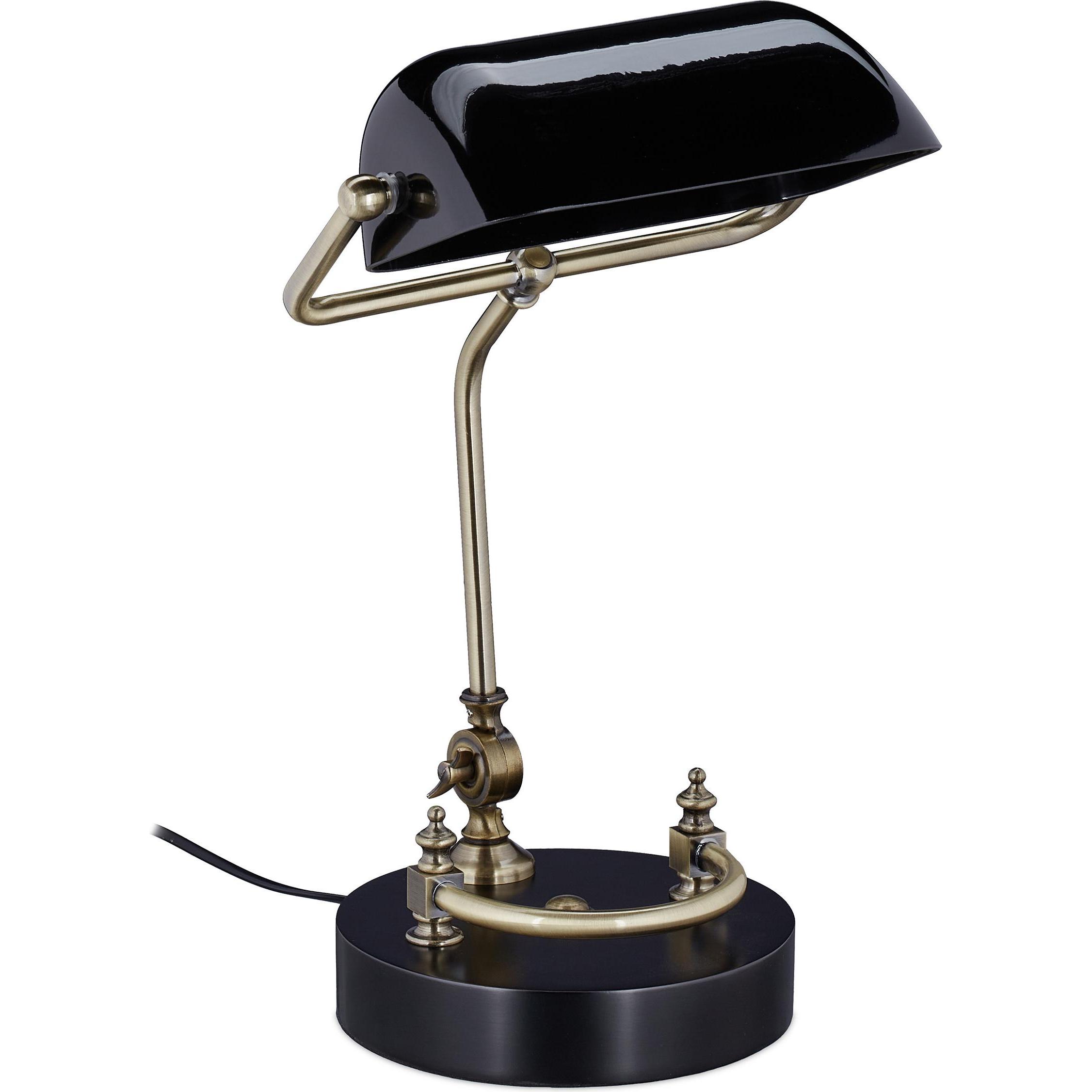 Relaxdays, Tischlampe, Bankerlampe (E27)