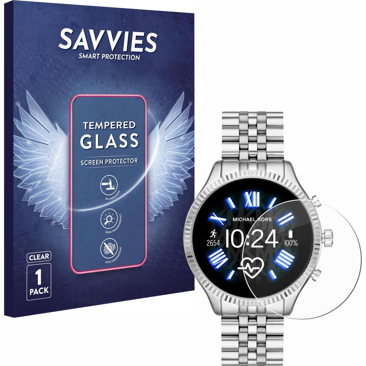 Savvies Panzerglas Hartglas Displayschutz, Smartwatch Schutzfolie, Transparent