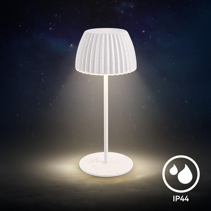 Produktbild Briloner Brilo unplugged RIFFLE Akku Mini Tischleuchte mit Lichtkante - Weiss (150 lm)