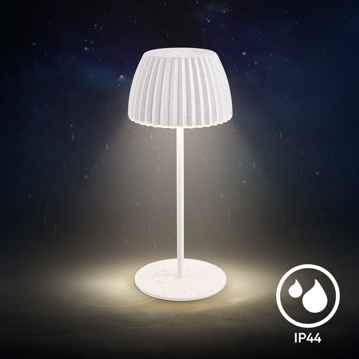 Produktbild Briloner Brilo unplugged RIFFLE Akku Mini Tischleuchte mit Lichtkante - Weiss (150 lm)