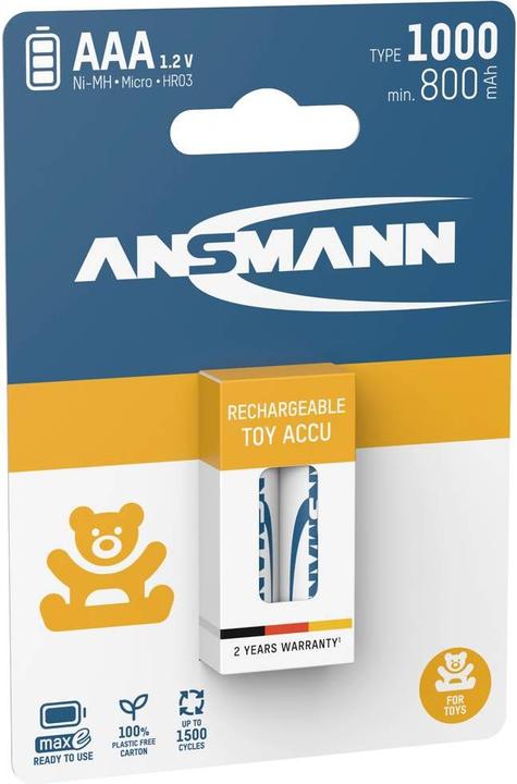 Produktbild Ansmann 1311-0029 Micro (AAA)-Akku NiMH 800 mAh 1.2 V 2 St. (2 Stk., AAA, 800 mAh)