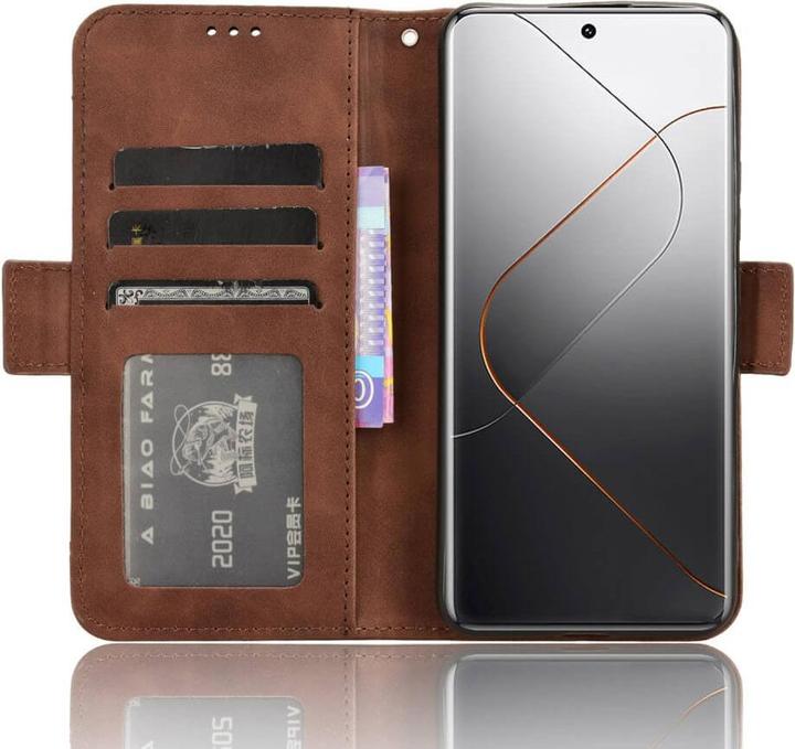 Immagine prodotto Cover-Discount Xiaomi 14 Pro - Custodia con molti scomparti per carte di credito marrone (Xiaomi 14 Pro)