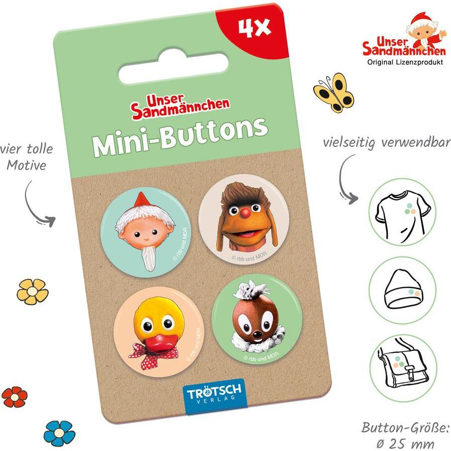 Thumbnail - Trötsch Unser Sandmännchen Mini-Buttons 4er Set Sandmann und Freunde