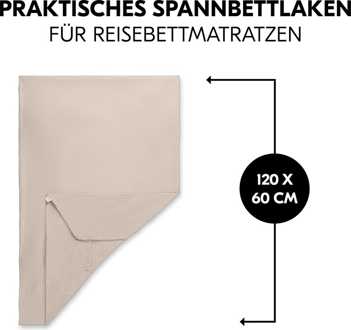Actual product image Hauck Travel Bed Mattress Cover Beige (60 x 120 cm)